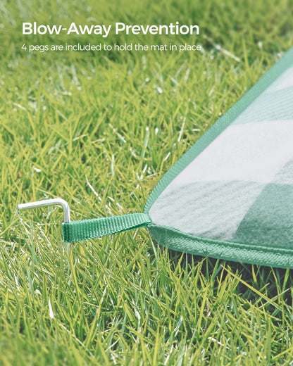 Picnic Blanket 200 x 200 cm Green and White - image 4