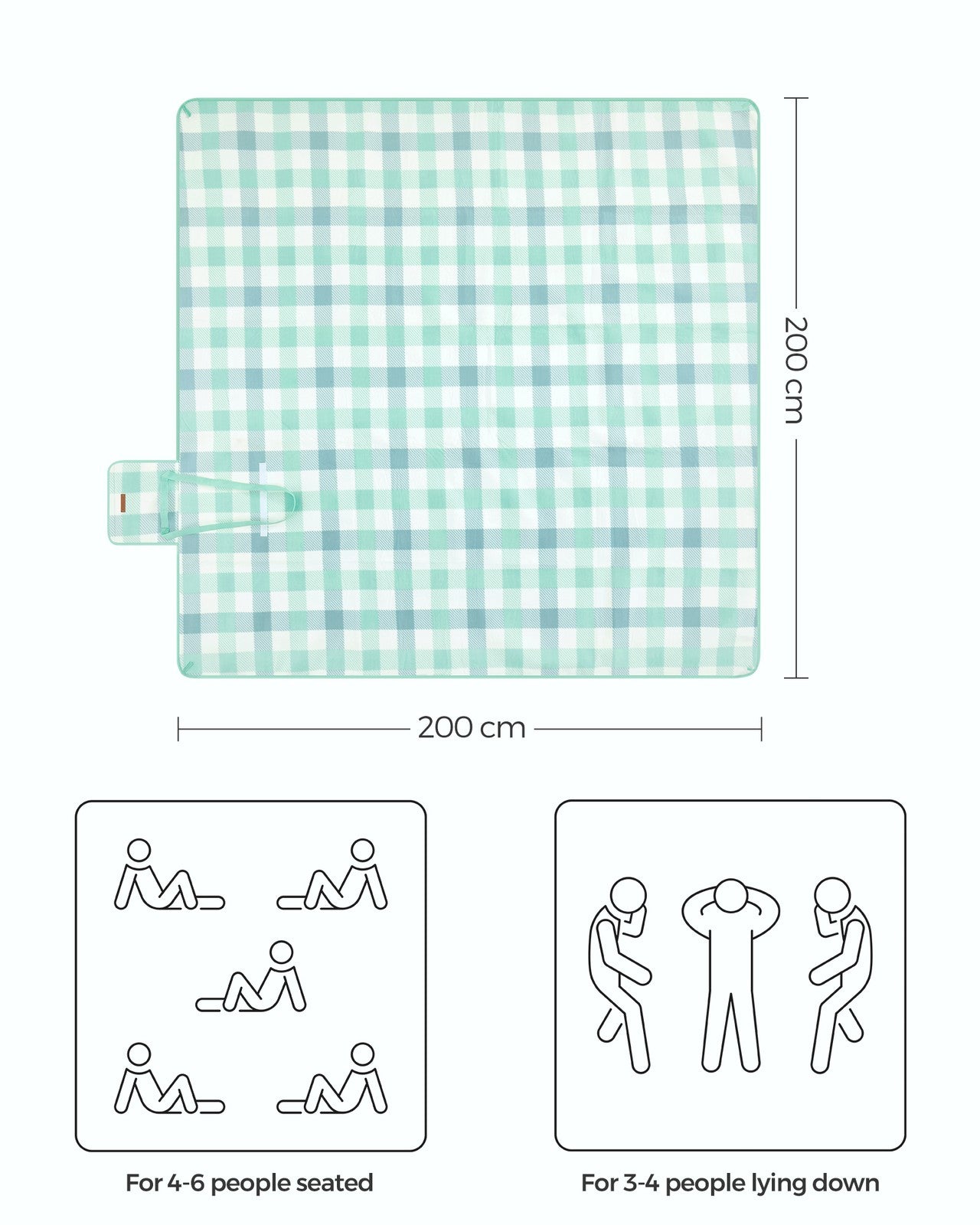 Picnic Blanket 200 x 200 cm Green and White - image 7