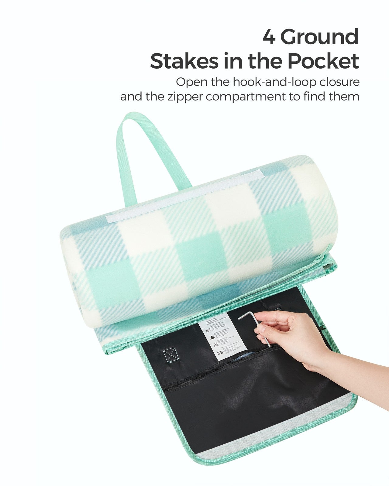 Picnic Blanket 200 x 200 cm Green and White - image 9