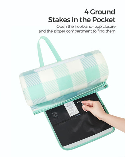 Picnic Blanket 200 x 200 cm Green and White - image 9