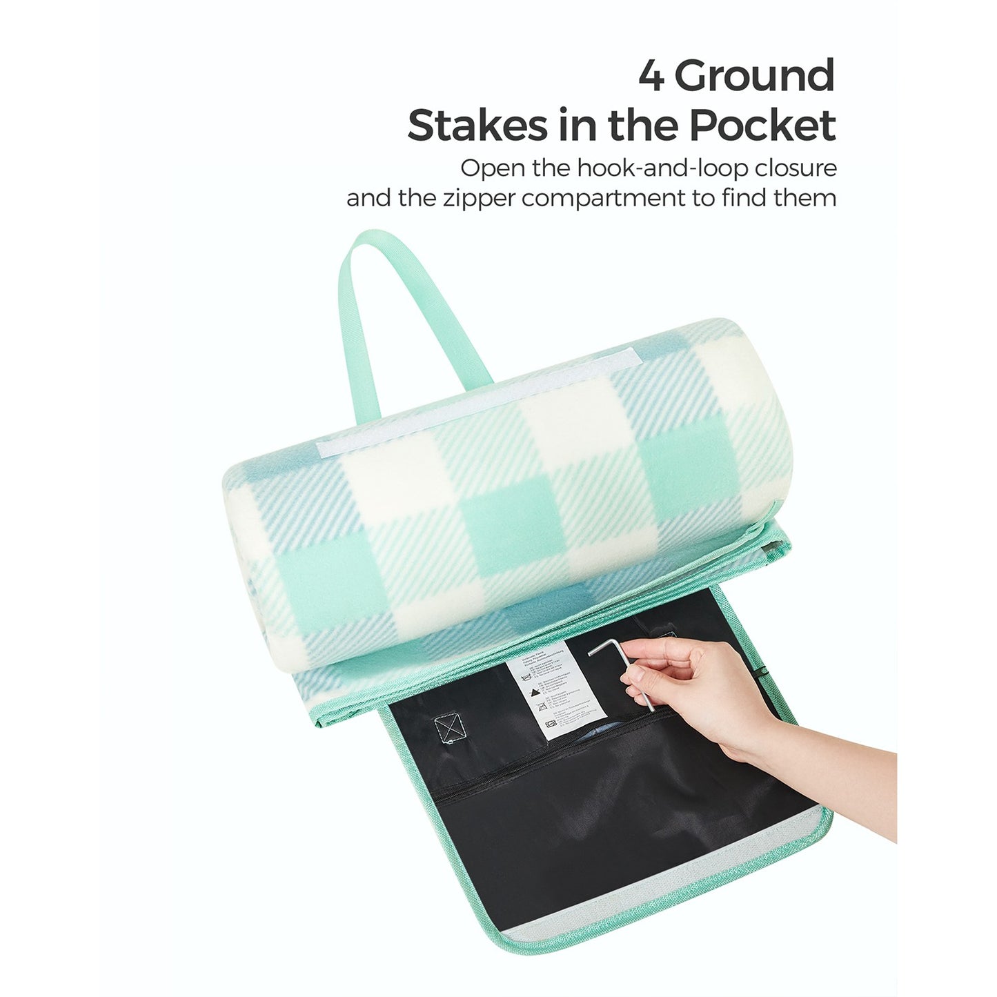 Picnic Blanket 300 x 200 cm Green and White - image 2