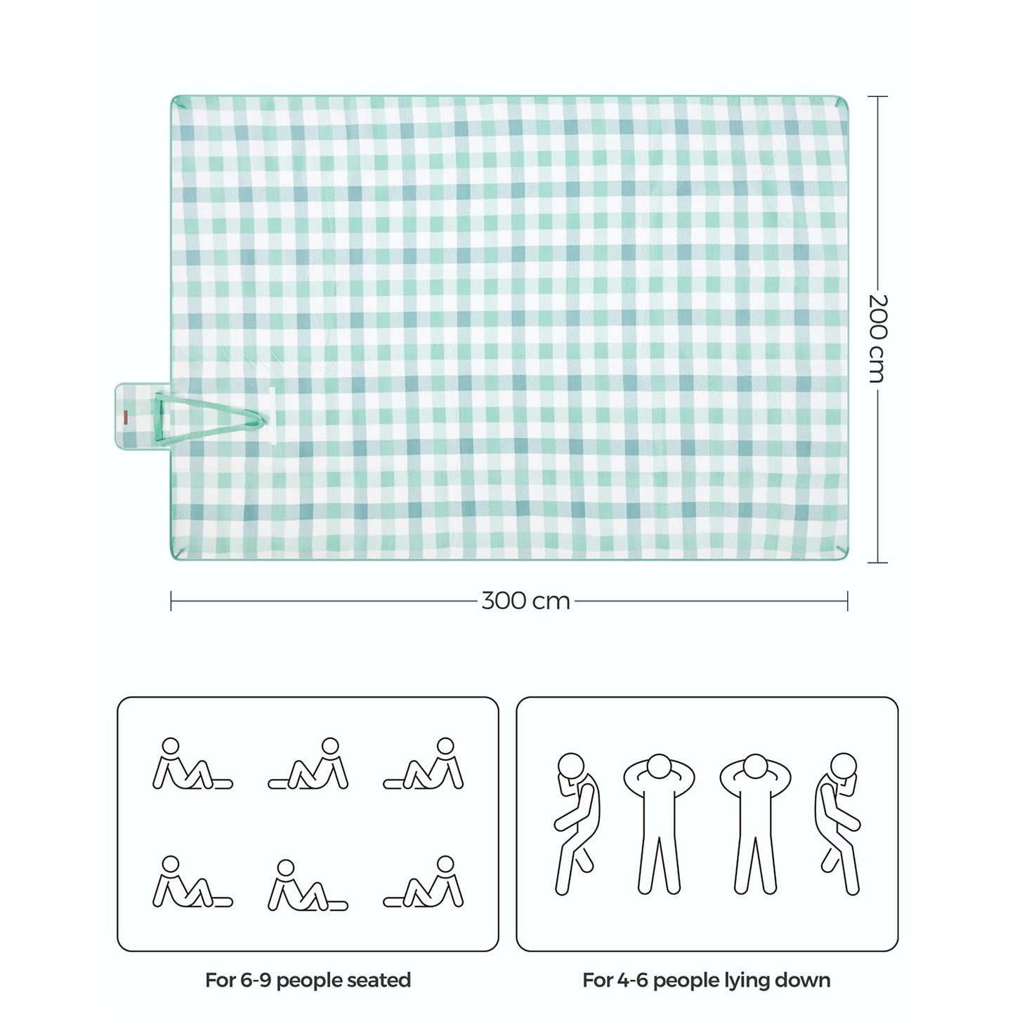 Picnic Blanket 300 x 200 cm Green and White - image 9