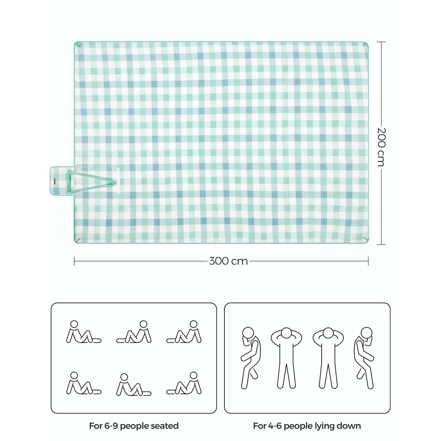 Picnic Blanket 300 x 200 cm Green and White - image 9