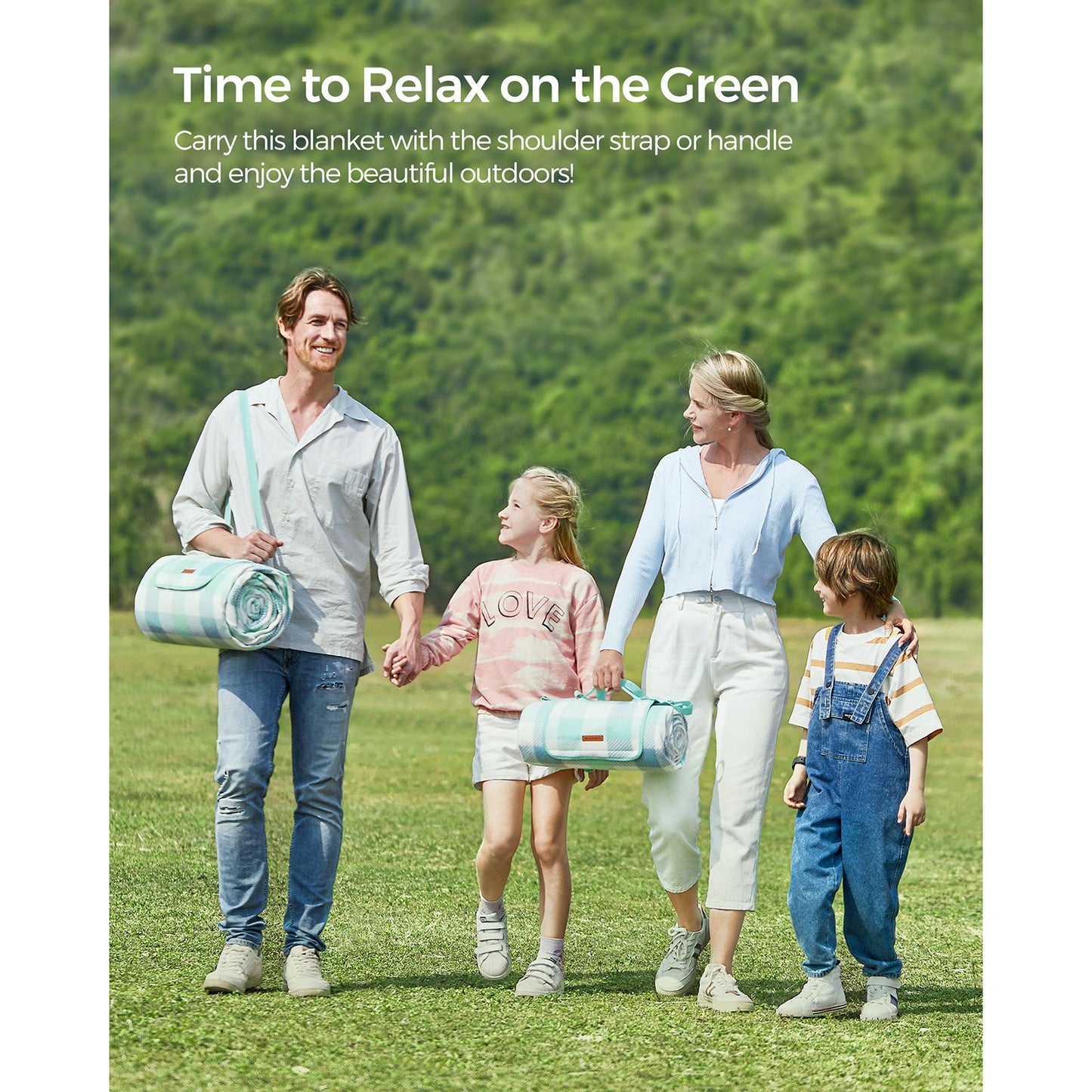 Picnic Blanket 300 x 200 cm Green and White - image 10