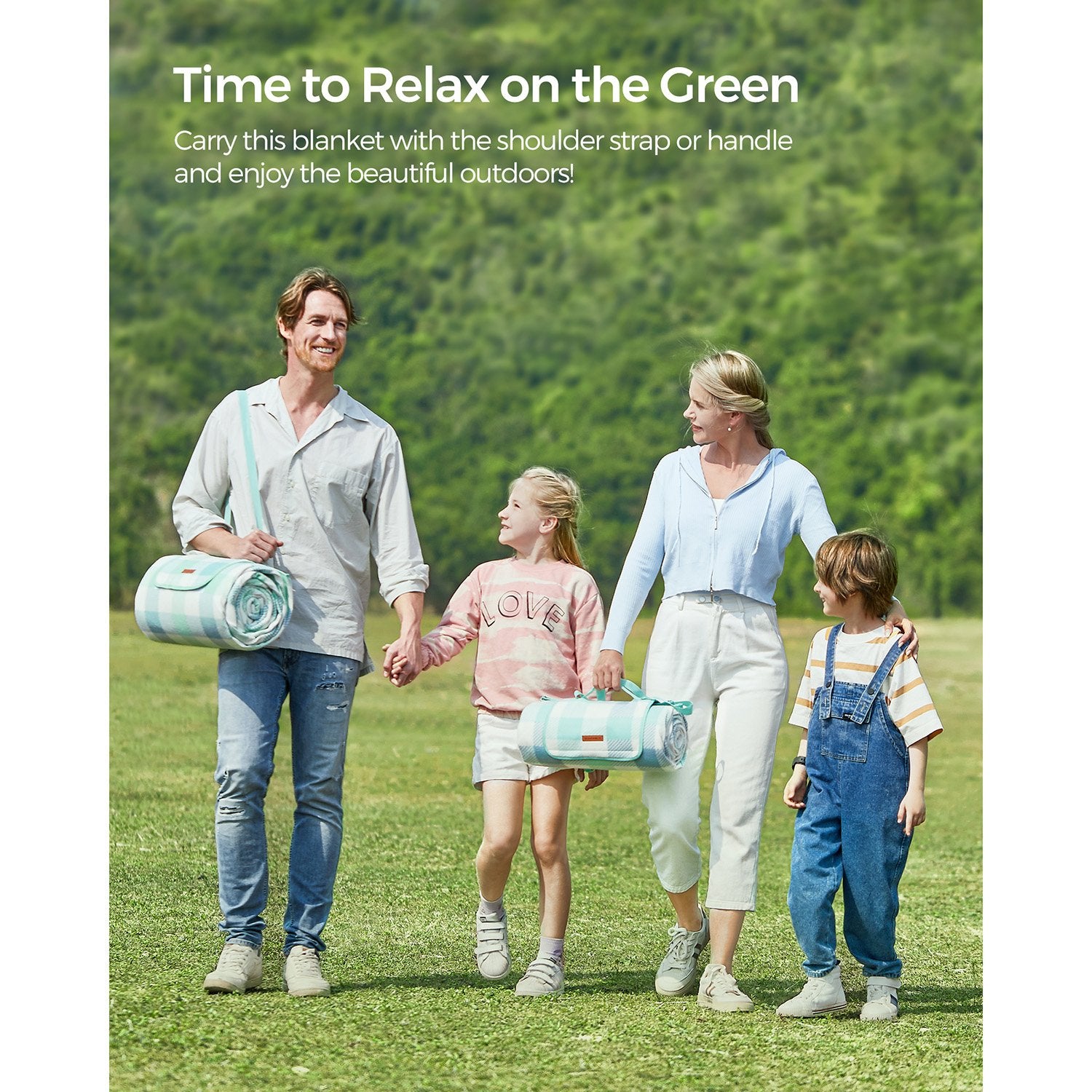 Picnic Blanket 300 x 200 cm Green and White - image 10