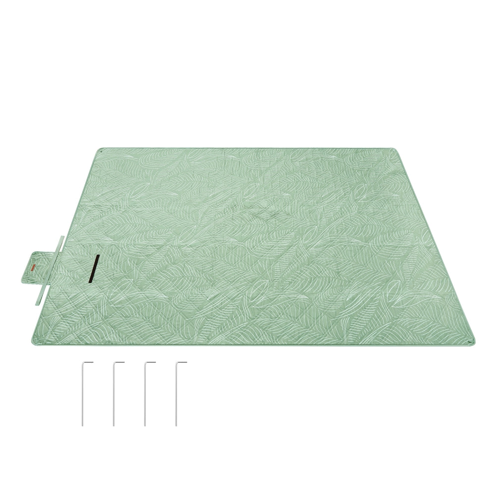 Picnic Blanket 200 x 200 cm Leaf Pattern and Blue - image 12