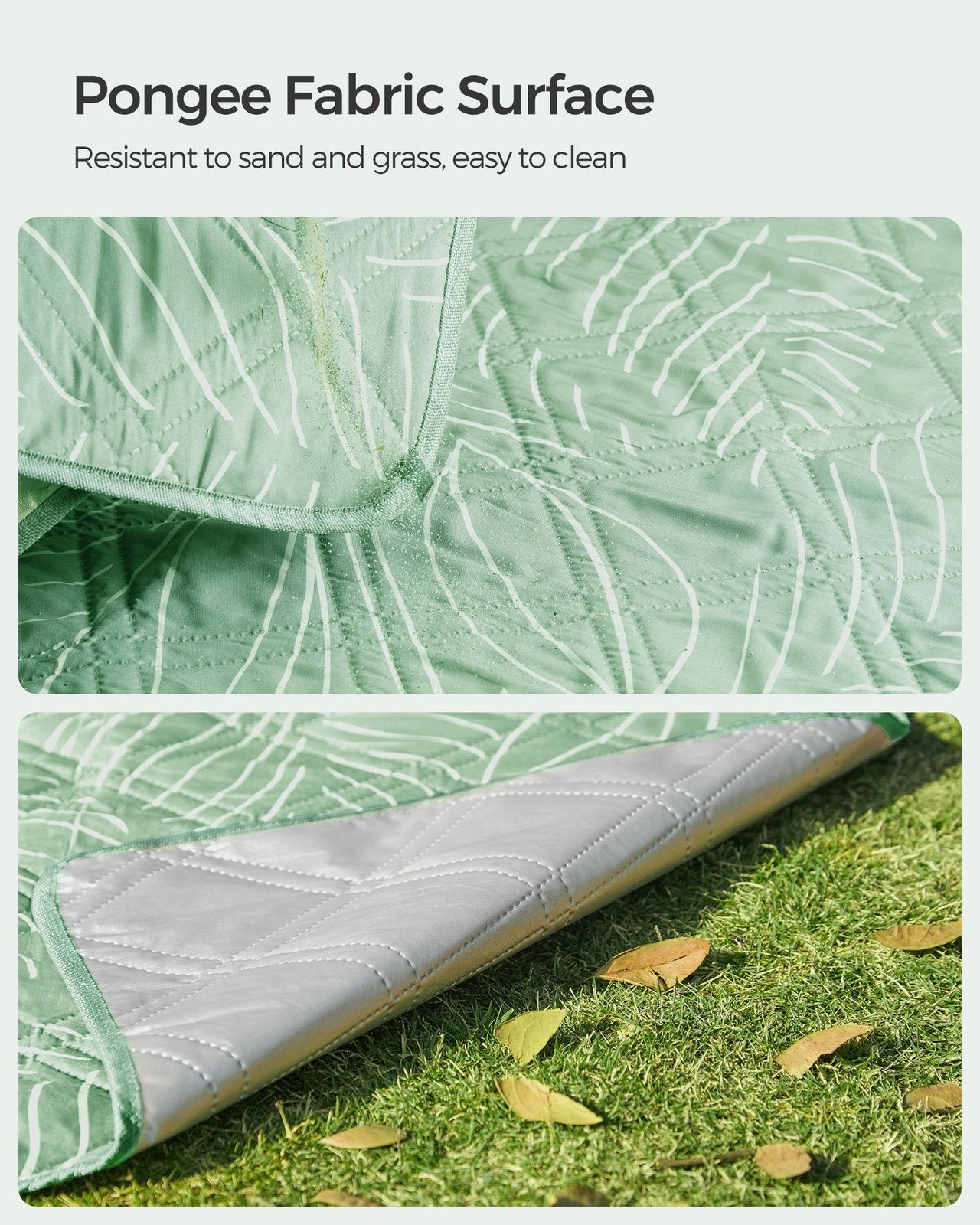 Picnic Blanket 200 x 200 cm Leaf Pattern and Blue - image 17