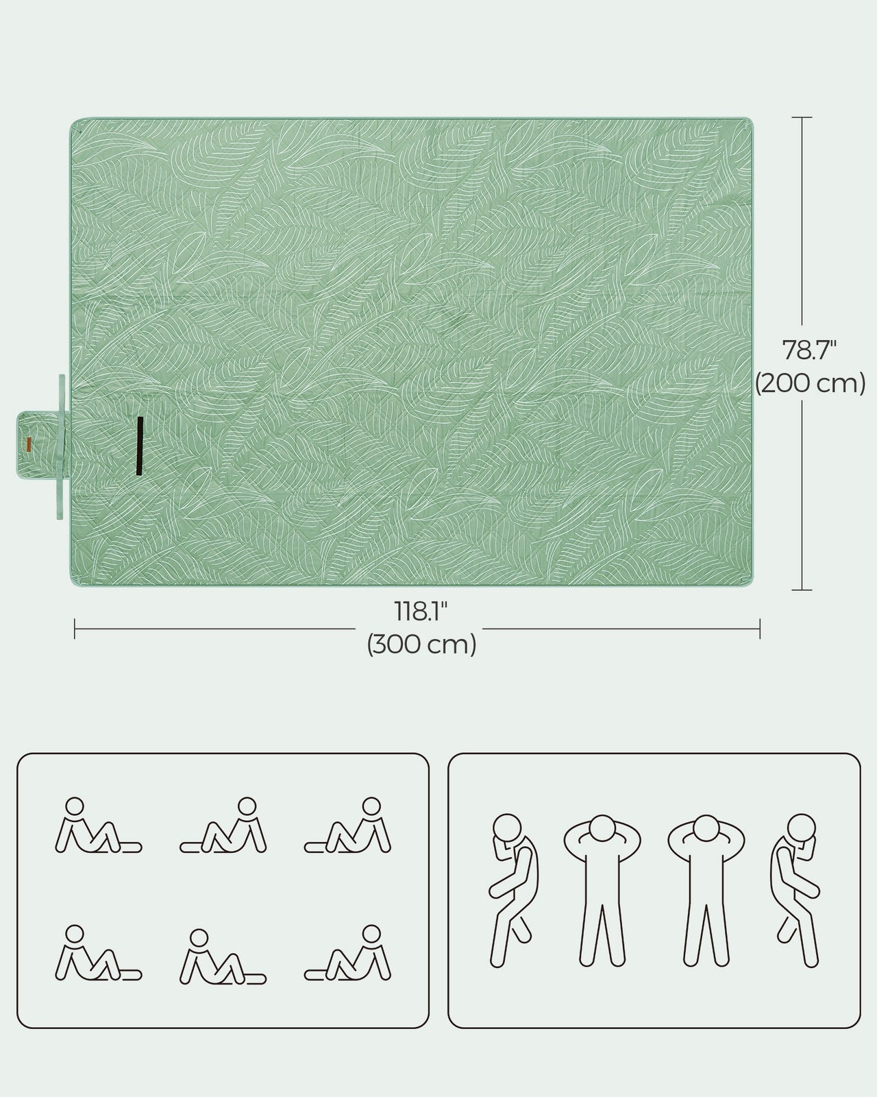 Picnic Blanket 200 x 200 cm Leaf Pattern and Blue - image 19