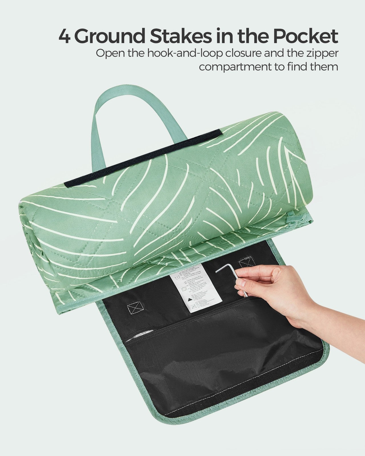 Picnic Blanket 200 x 200 cm Leaf Pattern and Blue - image 21