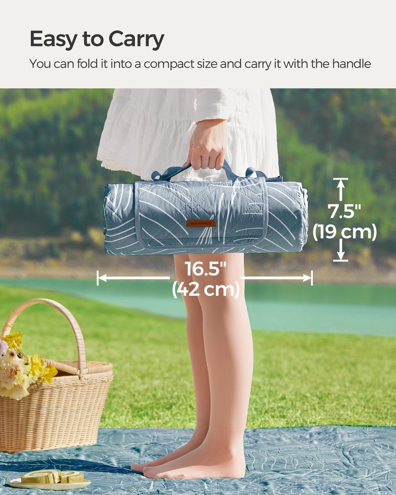 Picnic Blanket 200 x 200 cm Leaf Pattern and Blue - image 30