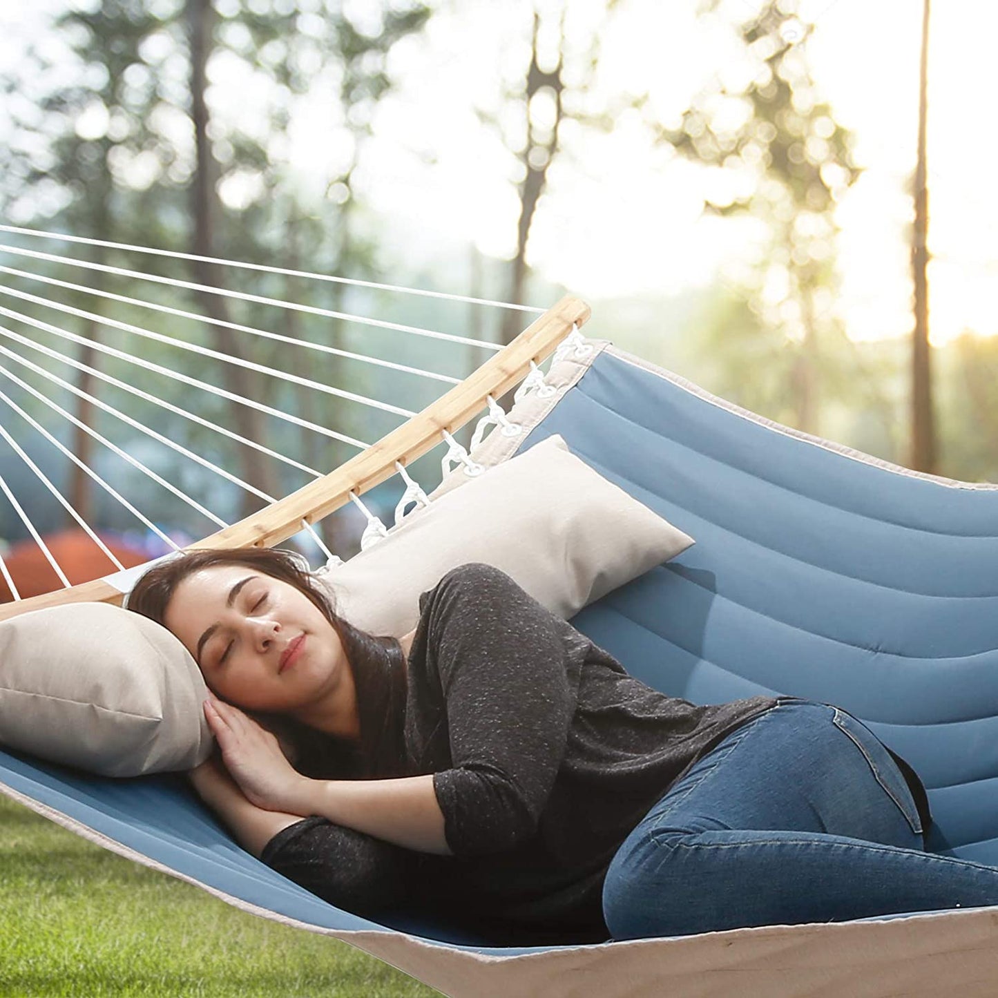 Blue Portable Hammock with Pillow - image 2