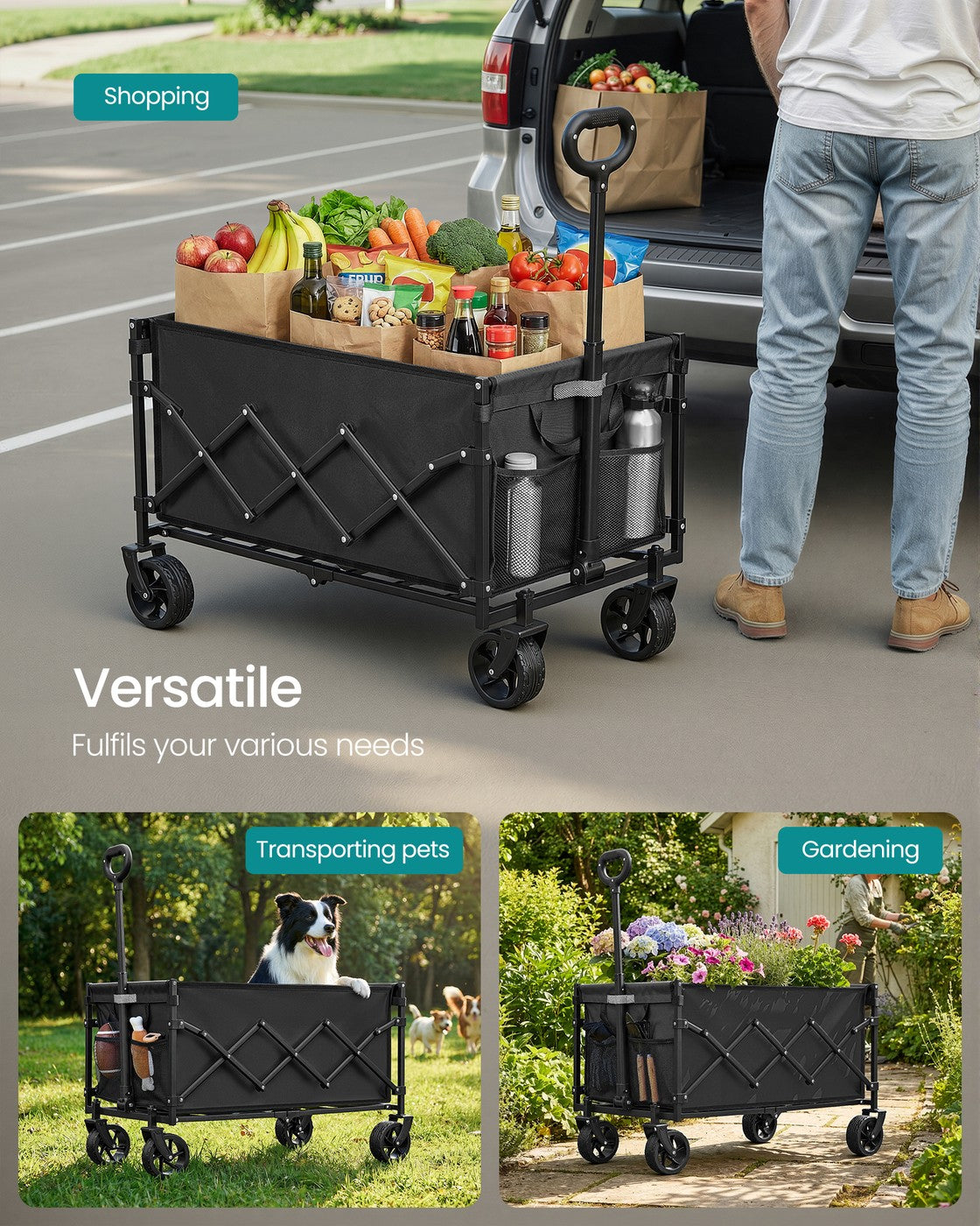 Foldable Camping Trolley with 4 Reinforced Wheels - image 19