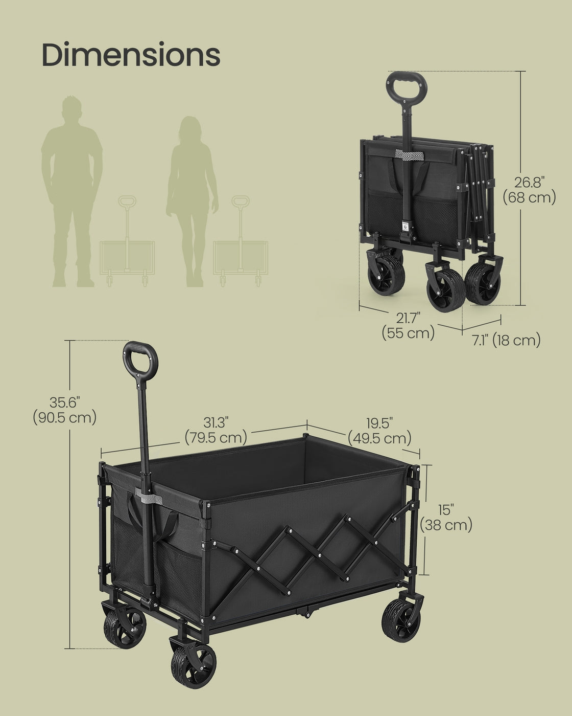 Foldable Camping Trolley with 4 Reinforced Wheels - image 21