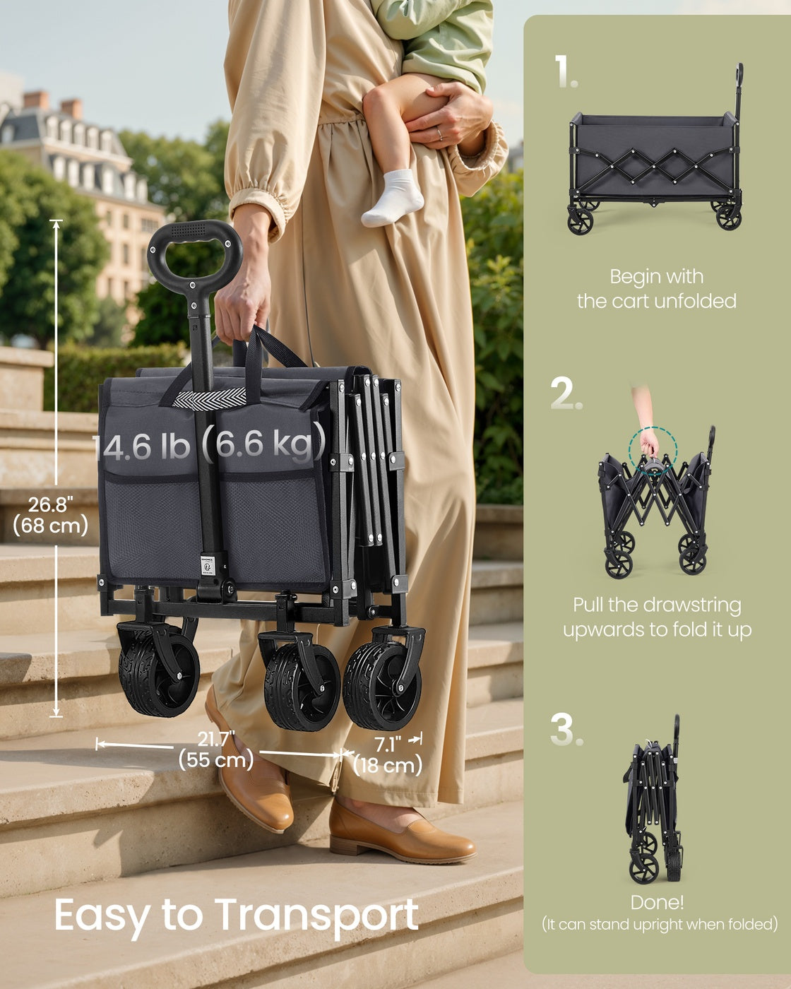 Foldable Camping Trolley with 4 Reinforced Wheels - image 25