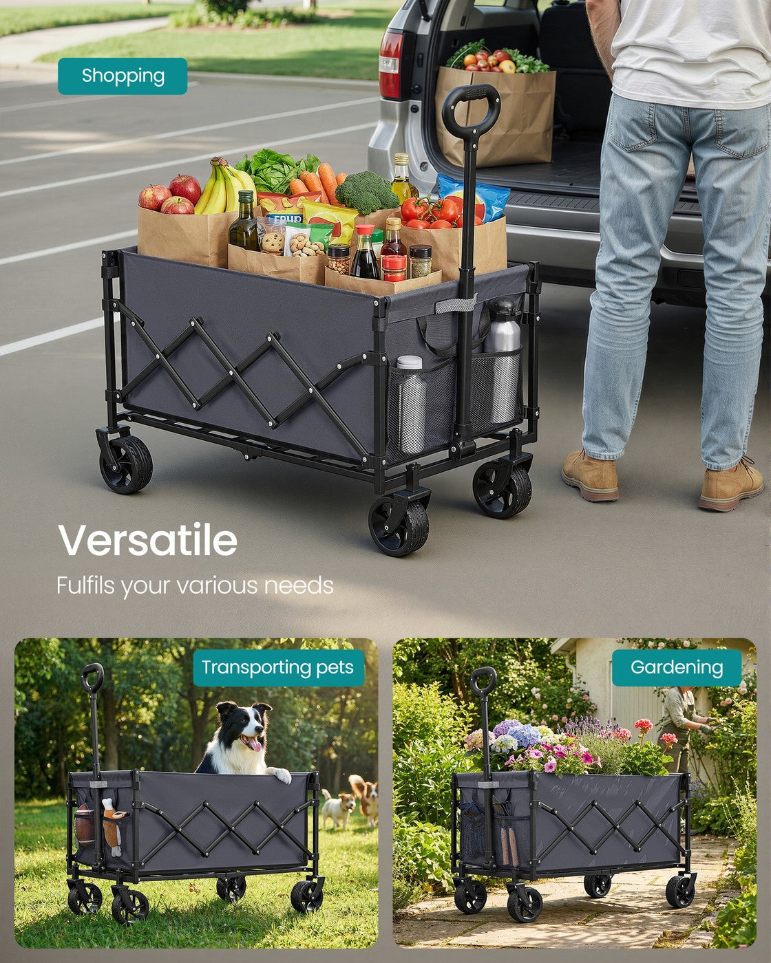 Foldable Camping Trolley with 4 Reinforced Wheels - image 26