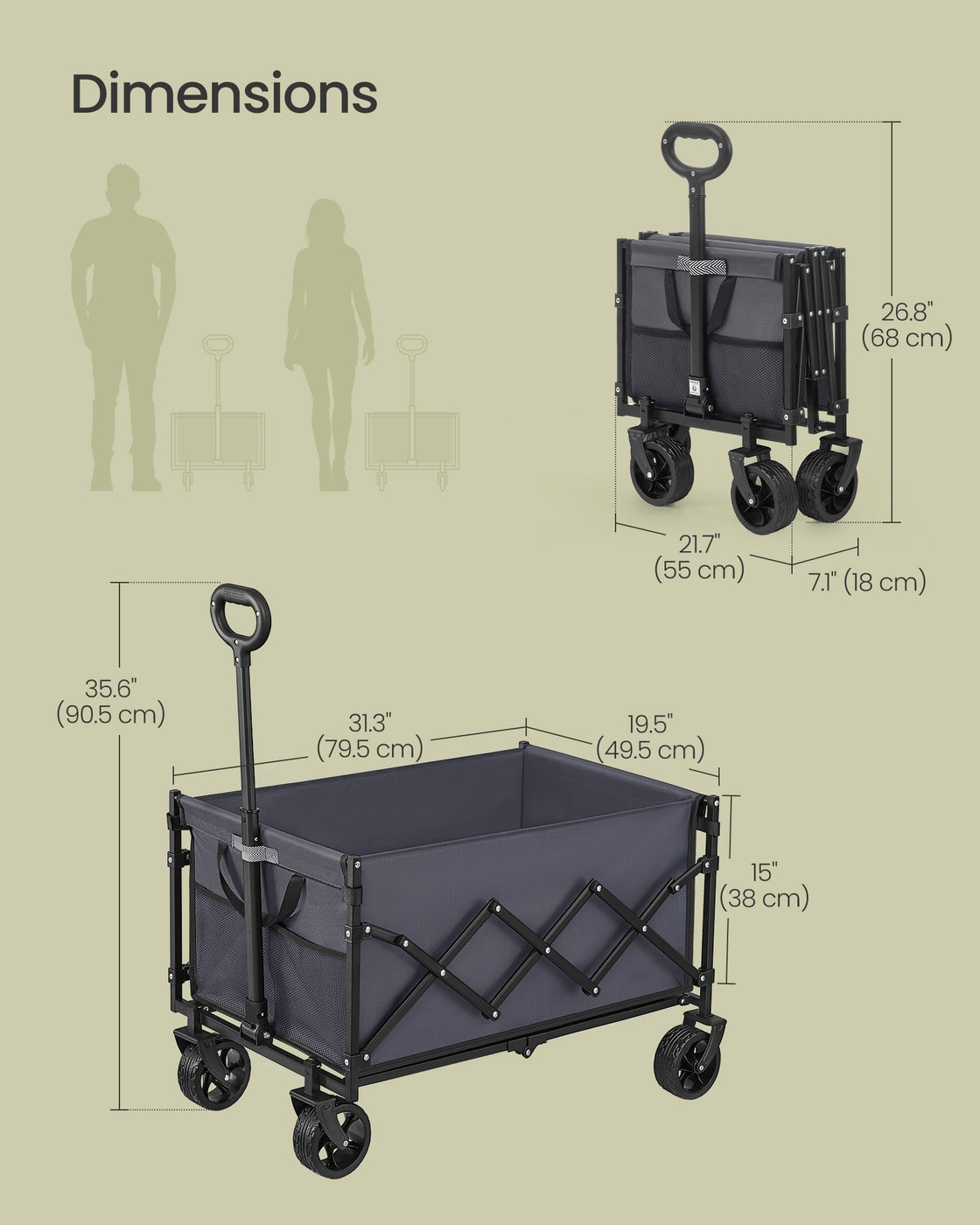 Foldable Camping Trolley with 4 Reinforced Wheels - image 28