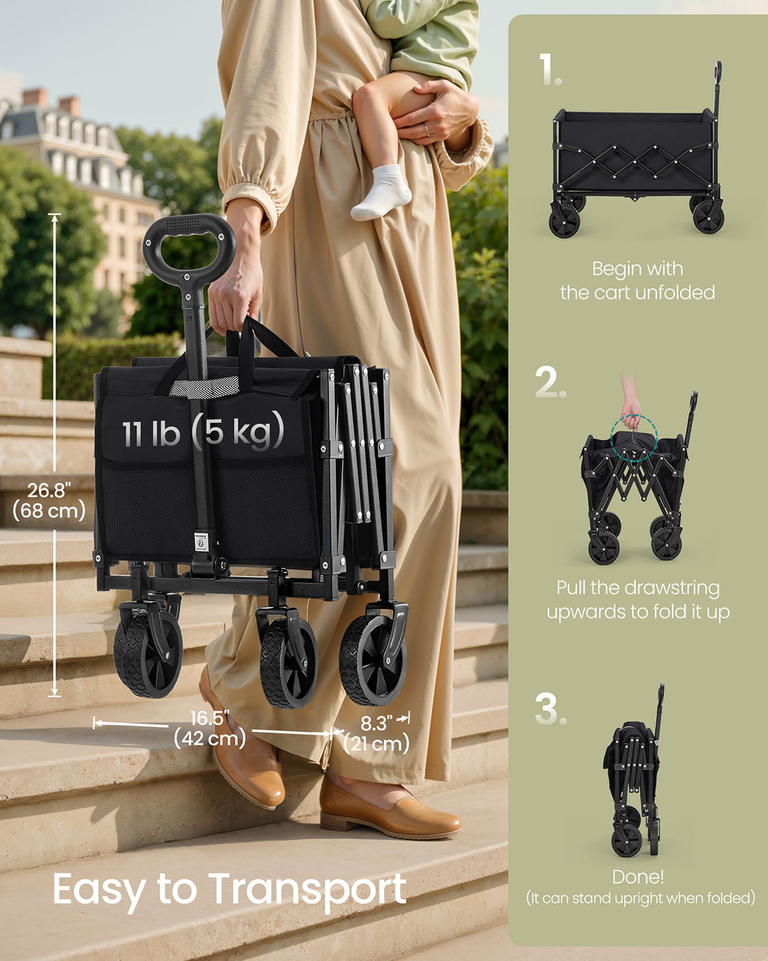Foldable Camping Trolley with 4 Reinforced Wheels - image 11