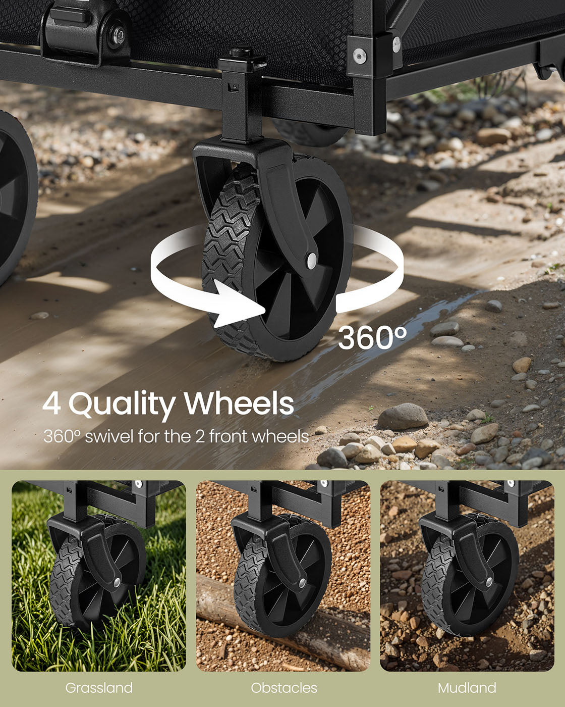 Foldable Camping Trolley with 4 Reinforced Wheels - image 13