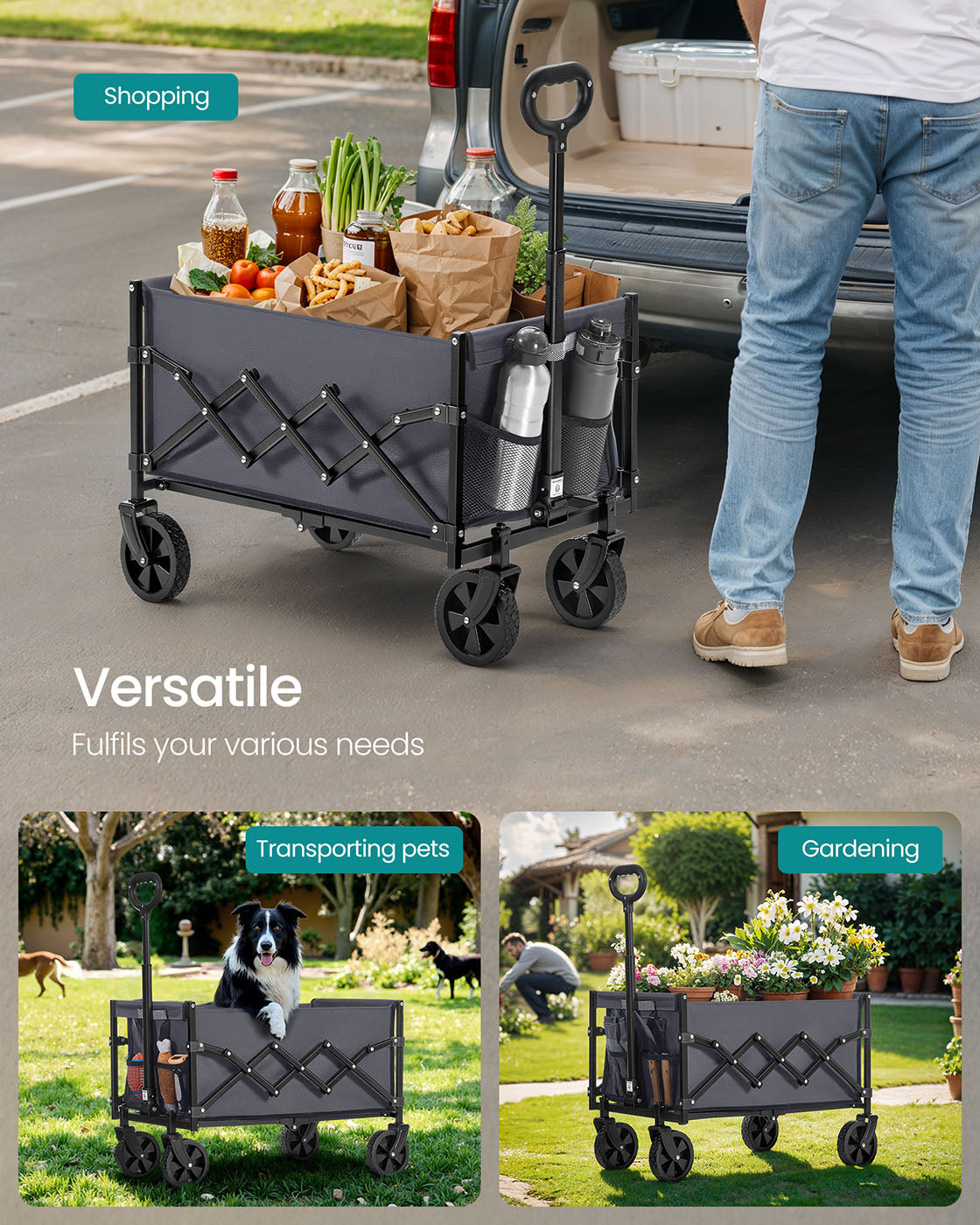 Foldable Camping Trolley with 4 Reinforced Wheels - image 5