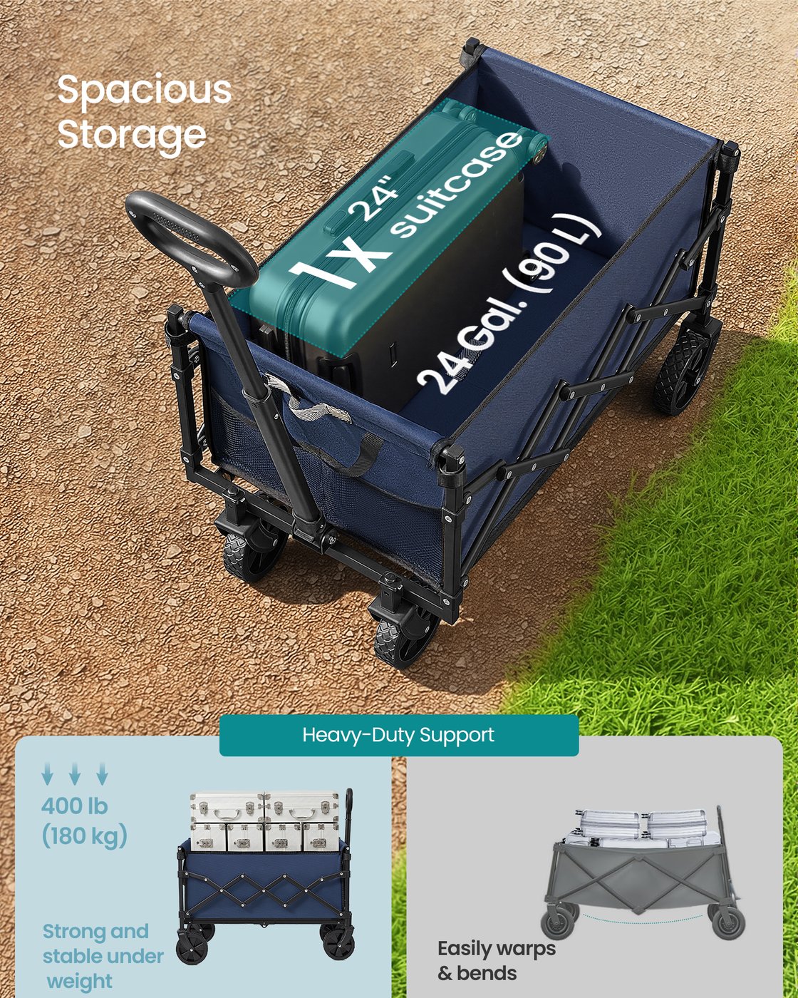 Foldable Camping Trolley with 4 Reinforced Wheels - image 31