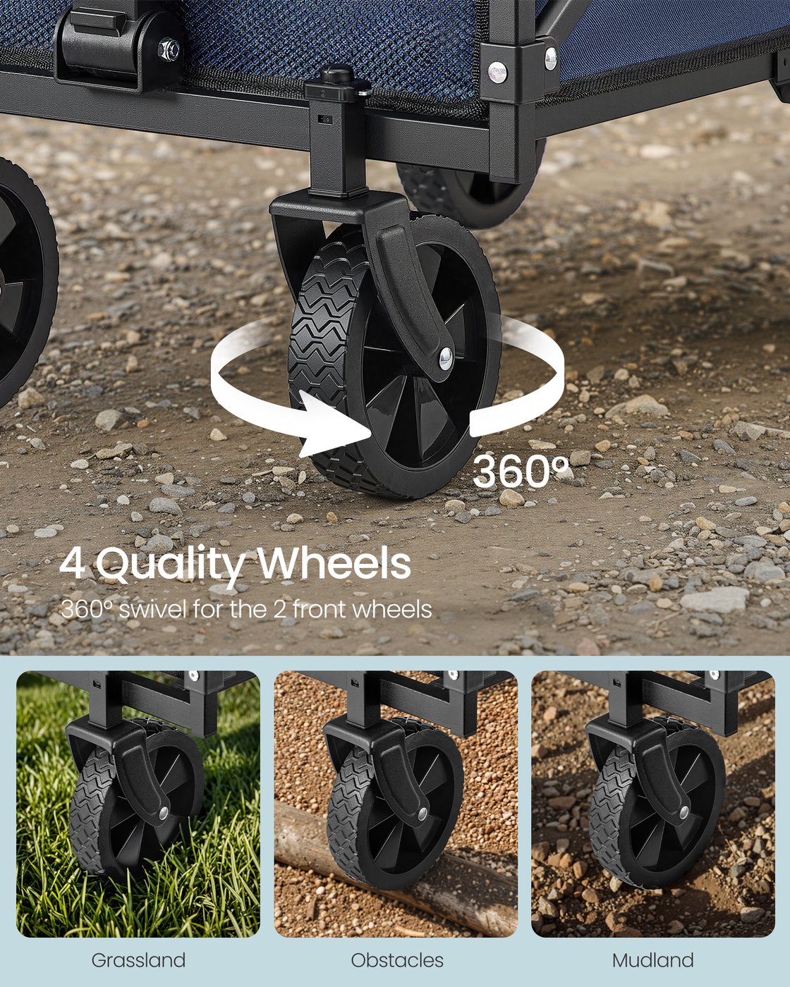 Foldable Camping Trolley with 4 Reinforced Wheels - image 34