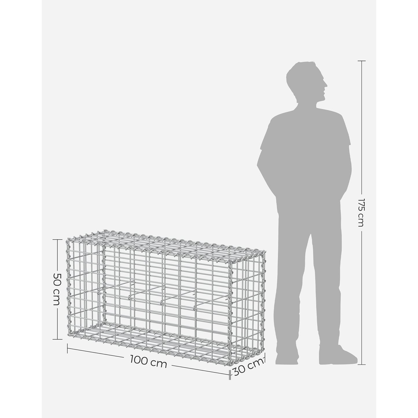 Gabion Basket, Metal Gabion Cages for Stones 100 x 50 x 30 cm - image 6