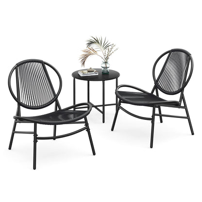 3-Piece Garden Bistro Set Ink Black - image 1