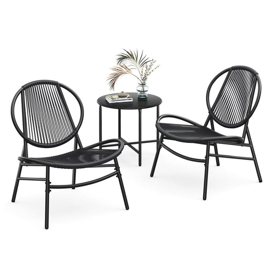 3-Piece Garden Bistro Set Ink Black - image 1