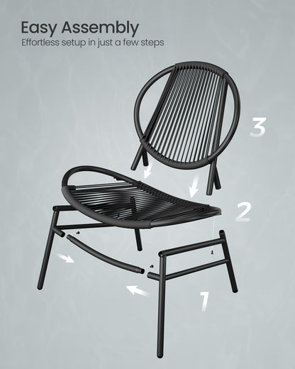 3-Piece Garden Bistro Set Ink Black - image 7