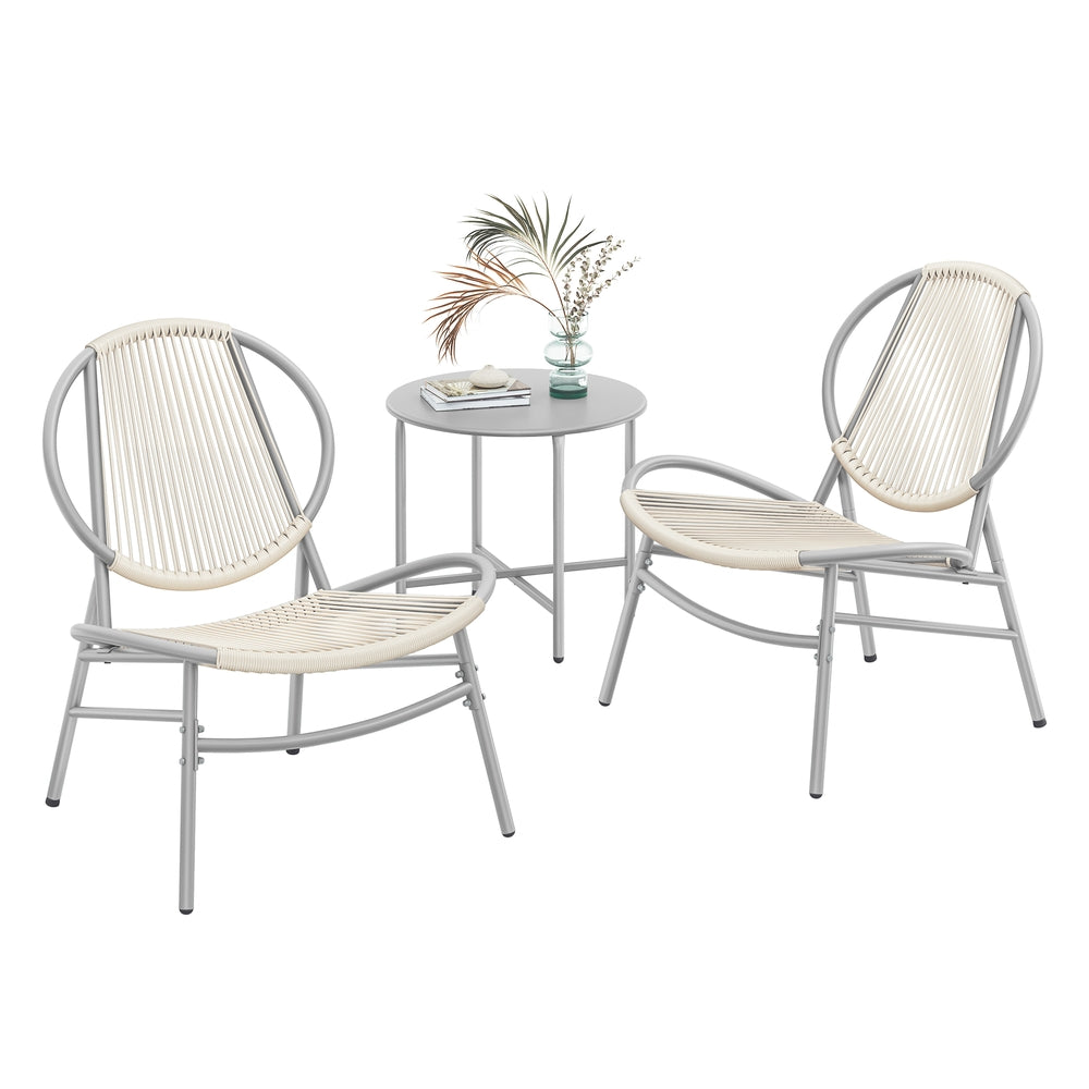 Garden Bistro Set with Side Table and 2 Chair Dove Grey - image 1