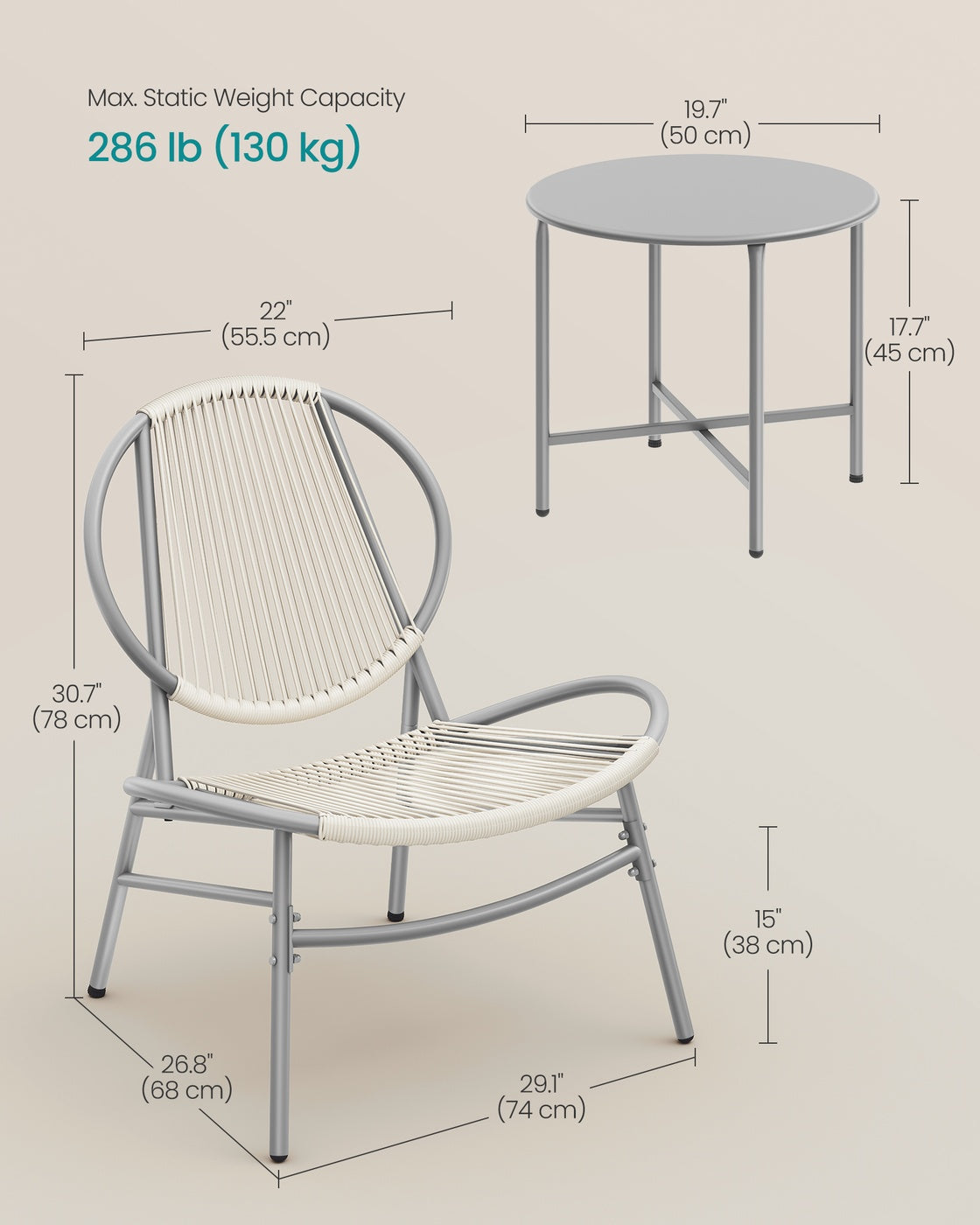 3-Piece Garden Bistro Set Ink Black - image 13