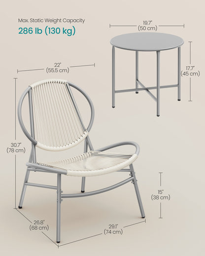 3-Piece Garden Bistro Set Ink Black - image 13