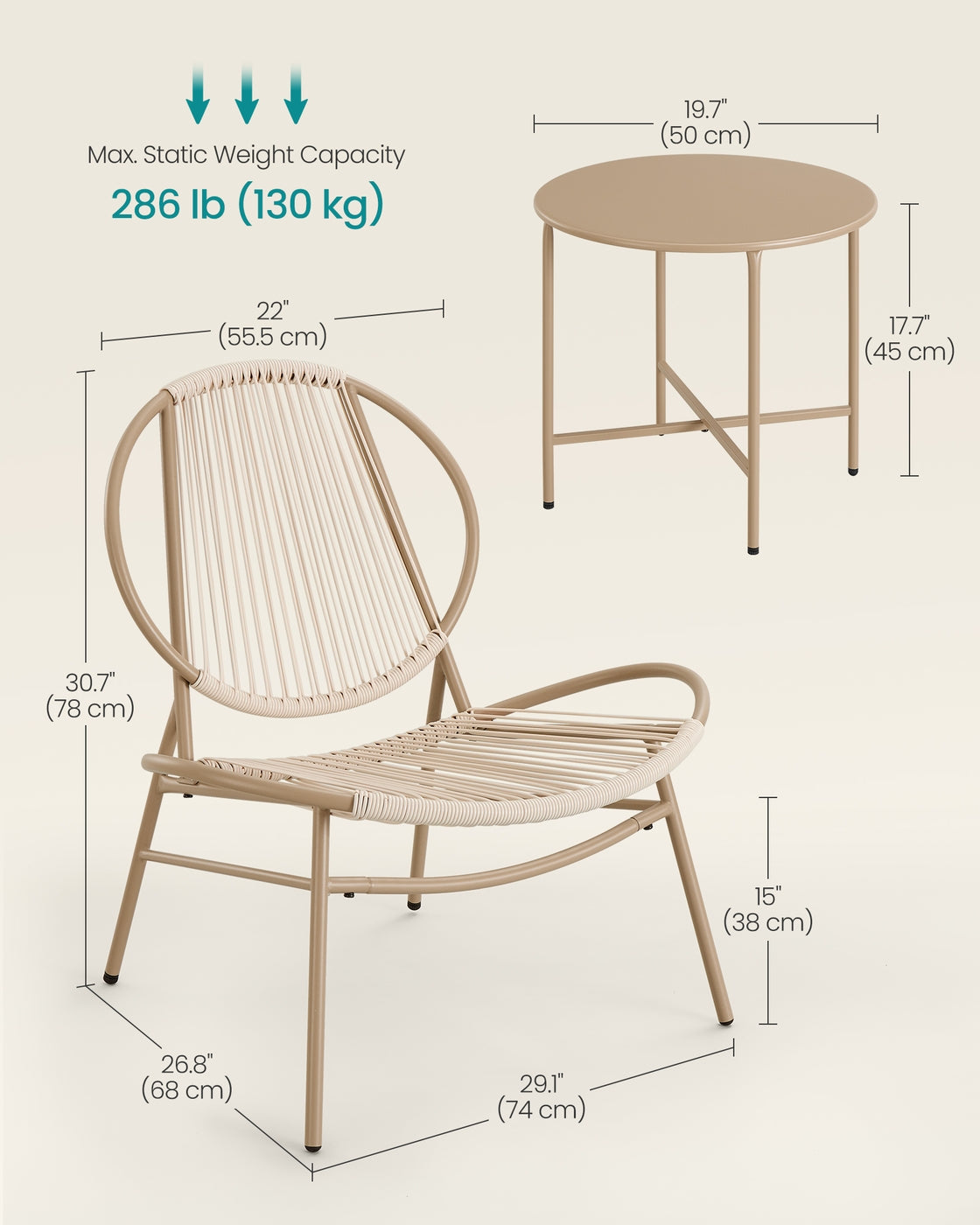 Garden Bistro Set, 3 Pieces, Acapulco Chairs - image 4