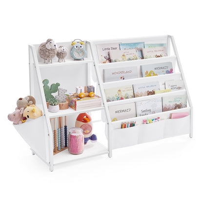 Kids bookshelf and toy organiser with side pocket - image 1