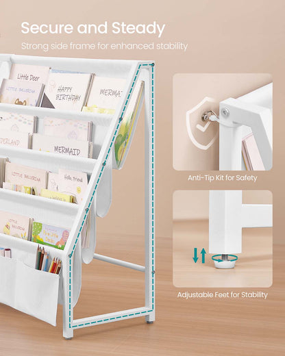 Kids bookshelf and toy organiser with side pocket - image 4