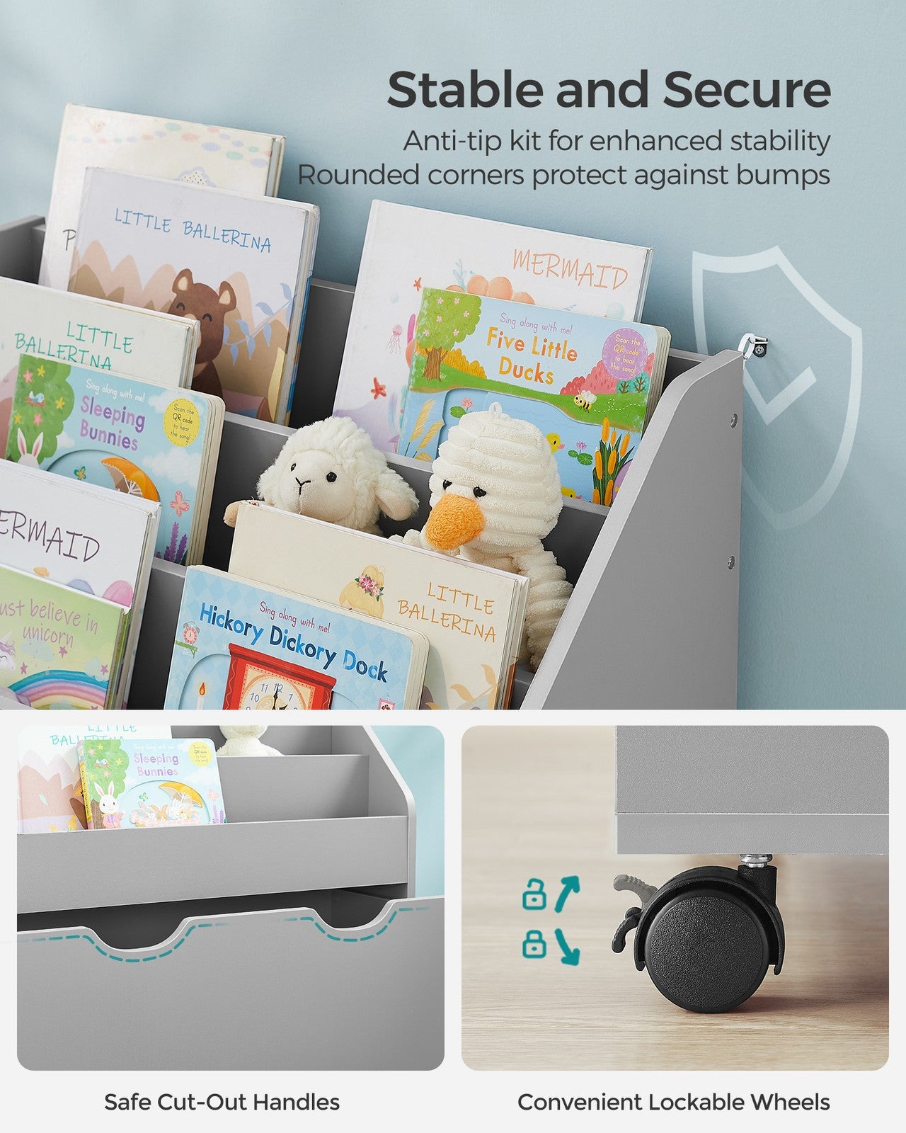 Multipurpose Kids Bookshelf and Toy Organiser Dove Grey - image 5