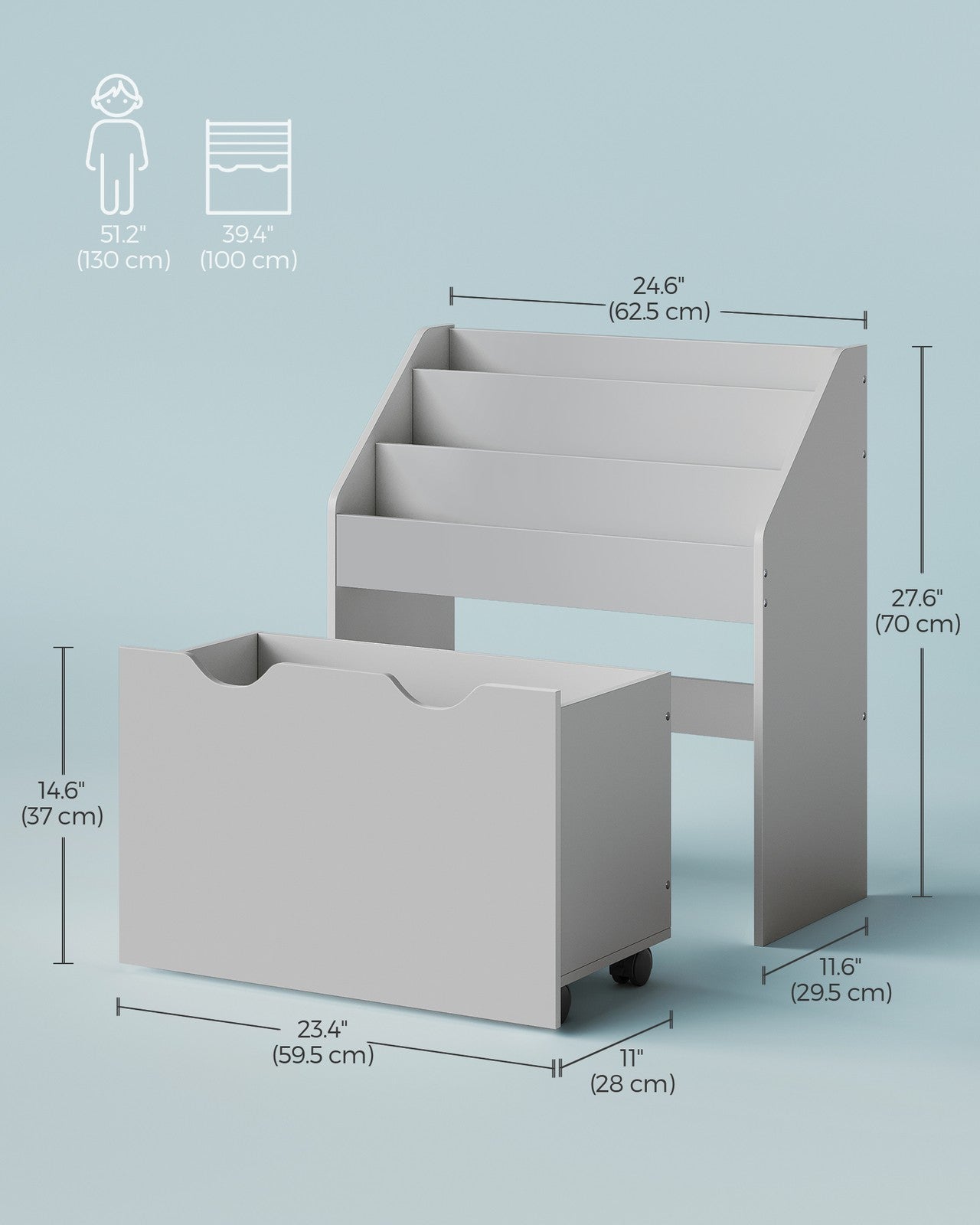 Multipurpose Kids Bookshelf and Toy Organiser Dove Grey - image 6