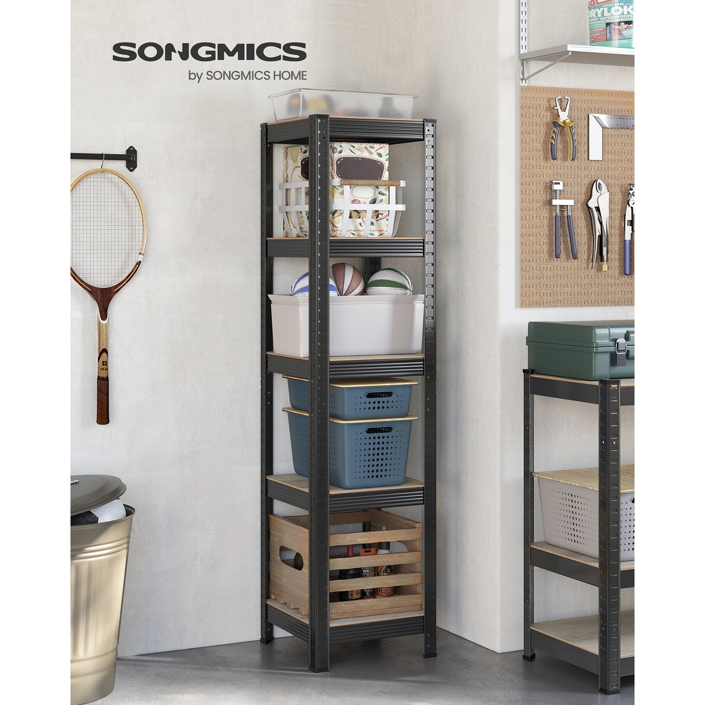 37 cm Wide Shelving Unit Max. Load 400 kg Greige and Black - image 3