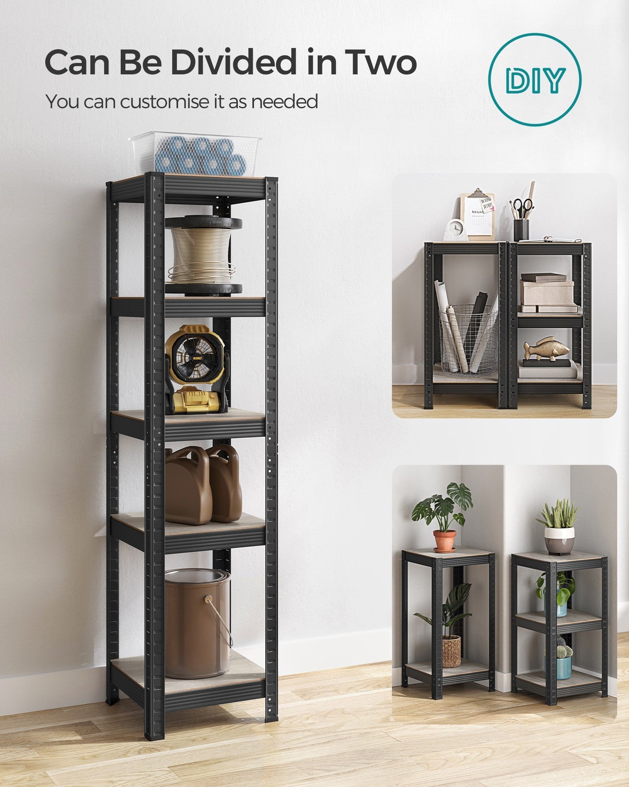 37 cm Wide Shelving Unit Max. Load 400 kg Greige and Black - image 8