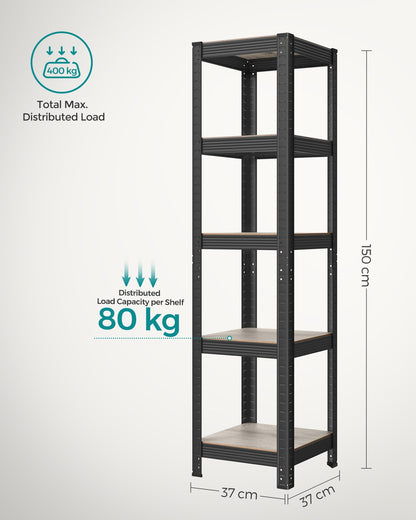 37 cm Wide Shelving Unit Max. Load 400 kg Greige and Black - image 9