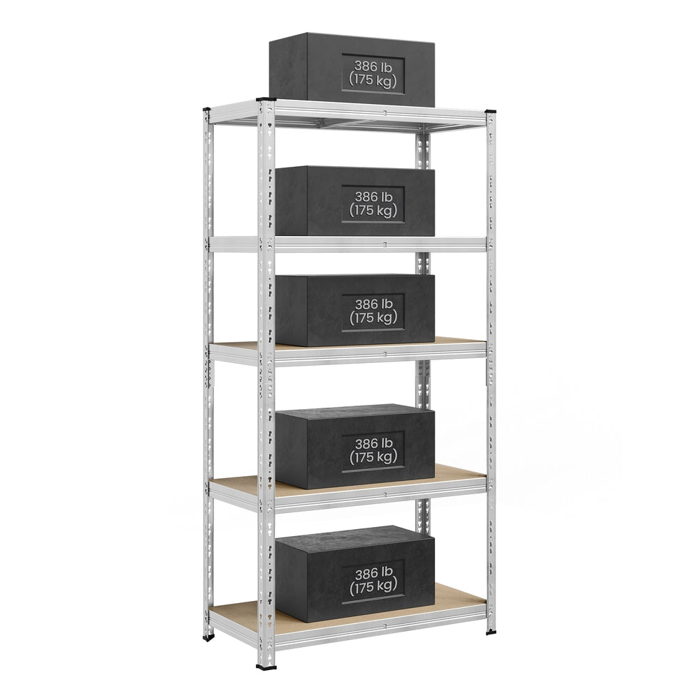 Heavy duty metal storage shelf with adjustable shelves Silver - image 1