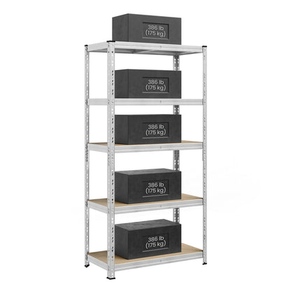 Heavy duty metal storage shelf with adjustable shelves Silver - image 1