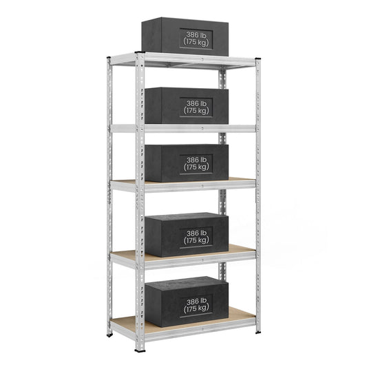 Heavy duty metal storage shelf with adjustable shelves Silver - image 1