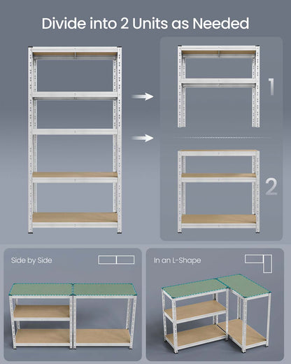 Heavy duty metal storage shelf with adjustable shelves Silver - image 5