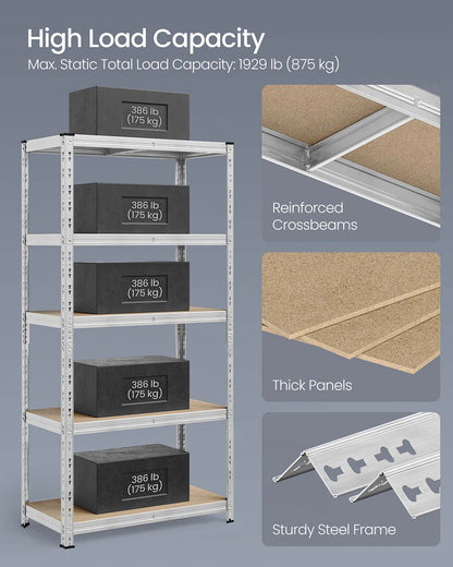 Heavy duty metal storage shelf with adjustable shelves Silver - image 7