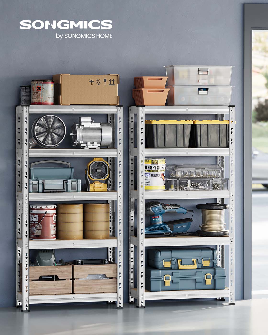 Heavy duty metal storage shelf with adjustable shelves Silver - image 9