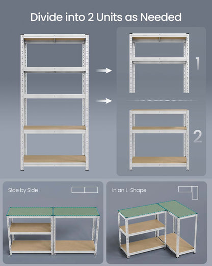 Heavy duty metal storage shelf with adjustable shelves Silver - image 12