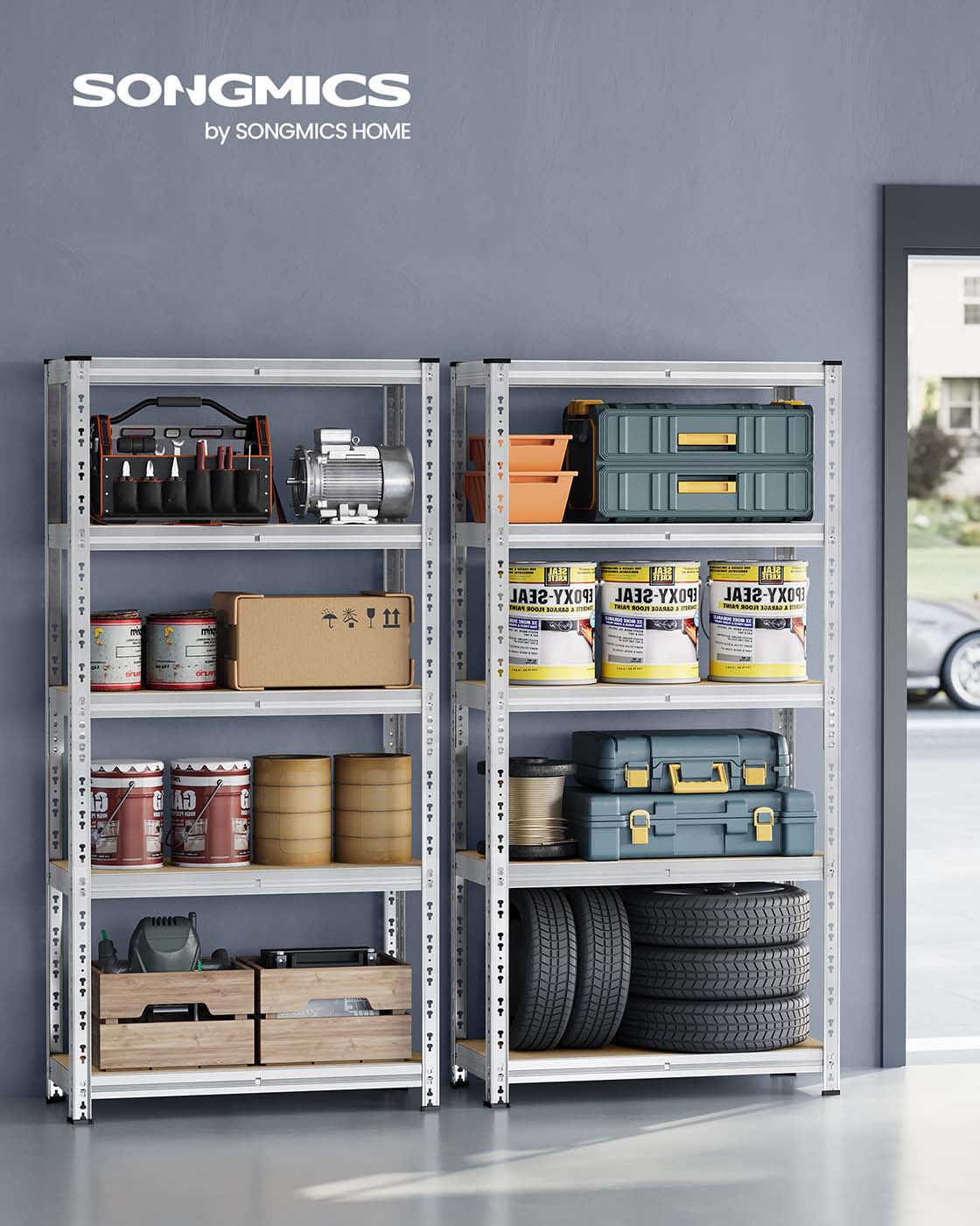 Heavy duty metal storage shelf with adjustable shelves Silver - image 16