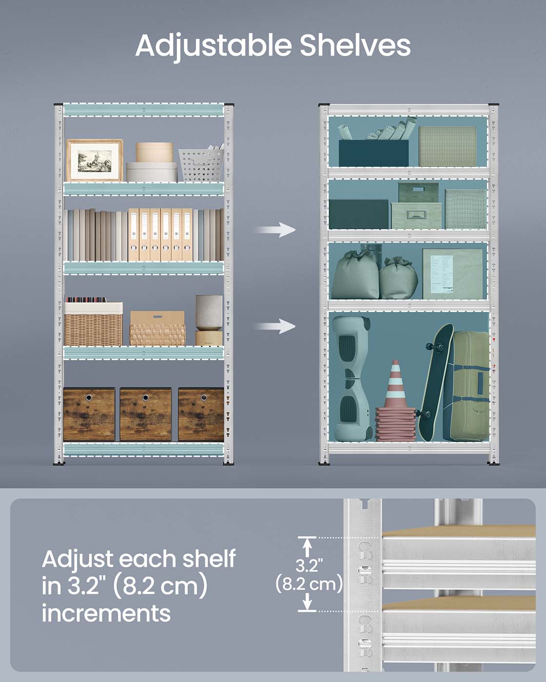 Heavy duty metal storage shelf with adjustable shelves Silver - image 18