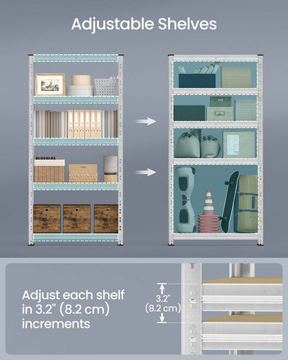 Heavy duty metal storage shelf with adjustable shelves Silver - image 18